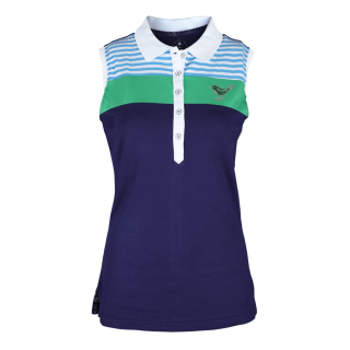 Girls Golf Polo  sleeveless stripes up  Blau - Grün Damen