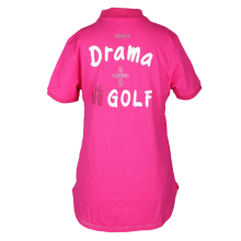 Girls Golf Polo Less Drama More Golf Pink Damen