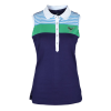 Girls Golf Polo  sleeveless stripes up  Blau - Grün Damen EU L