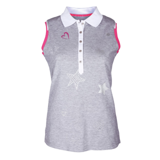 Girls Golf Polo  sleeveless star love  Grau Damen EU XL