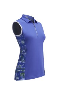 Callaway Golf Polo Stainglass Floral Ärmellos Blau Damen