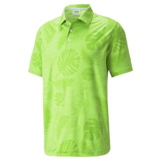 Puma Golf Polo Cloudspun Leaves n Flowers Grün Herren UK M