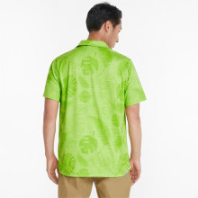Puma Golf Polo Cloudspun Leaves n Flowers Grün Herren UK M