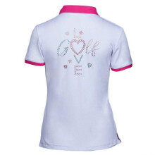 Girls Golf Polo  Glittering Golf Love  Weiß - Pink Damen