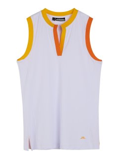 J.Lindeberg Golf Polo Aurora Sleeveless Top Weiß/Orange Damen