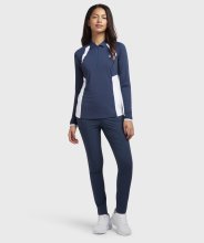 Penguin Golf Polo Long Sleeve Zip Color Block Navy / Weiß Damen