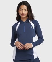 Penguin Golf Polo Long Sleeve Zip Color Block Navy / Weiß Damen