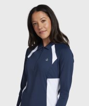 Penguin Golf Polo Long Sleeve Zip Color Block Navy / Weiß Damen