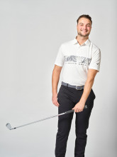 Mizuno Golf Polo Cali Stripe Weiß Herren