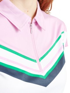 Abacus Golf Polo Simone Weiß-Rosa-Grün Damen