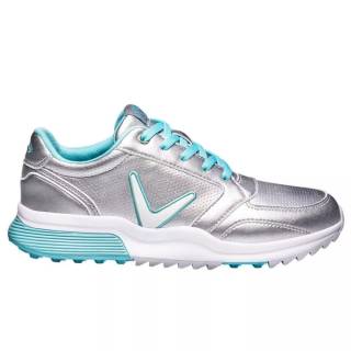 Callaway Golfschuh Aurora Silber-Blau Spikeless Damen