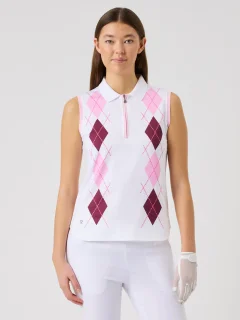 Daily Sports Golf Polo Argyle Sleeveless Weiß/Rot Damen