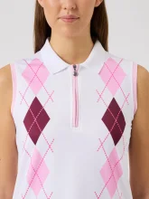 Daily Sports Golf Polo Argyle Sleeveless Weiß/Rot Damen
