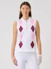 Daily Sports Golf Polo Argyle Sleeveless Weiß/Rot Damen