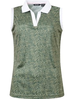 Abacus Golfpolo Victoria Drycool Sleeveless Grün-Gemustert Damen