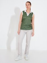 Abacus Golfpolo Victoria Drycool Sleeveless Grün-Gemustert Damen